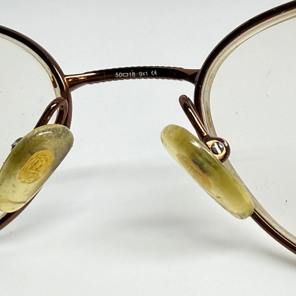 Christian Dior CD Logo Pearl Accent Oval Eyeglasses‎ Frames Rose Gold Tone 21454